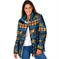 Hawaii Turtles Starfish Unique Pattern Padded Jacket - Polynesian Pride