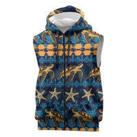 Hawaii Turtles Starfish Unique Pattern Sleeveless Zip Hoodie - Polynesian Pride