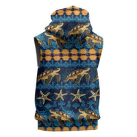 Hawaii Turtles Starfish Unique Pattern Sleeveless Zip Hoodie - Polynesian Pride
