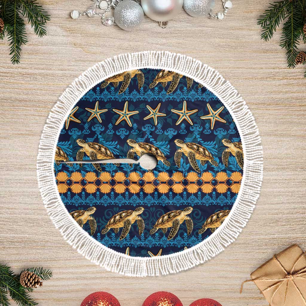 Hawaii Turtles Starfish Unique Pattern Tree Skirt - Polynesian Pride