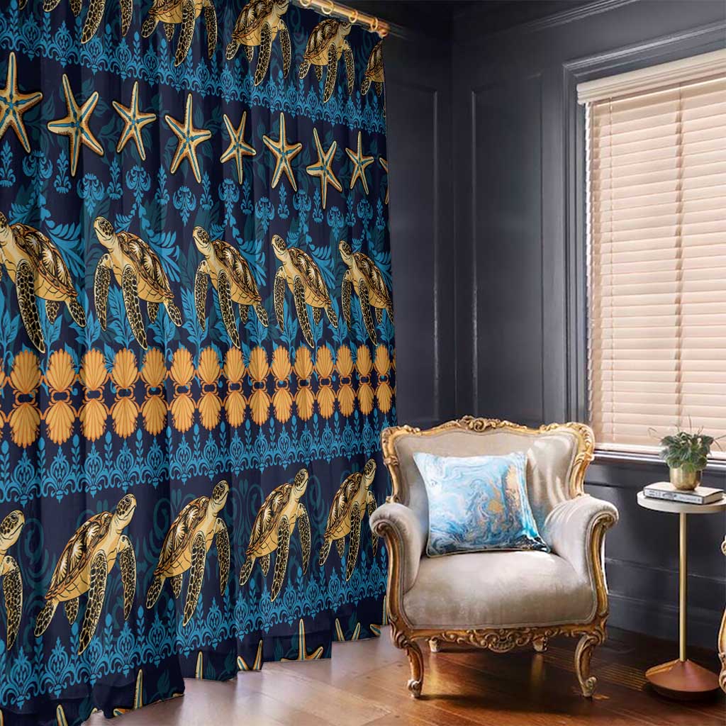 Hawaii Turtles Starfish Unique Pattern Window Curtain - Polynesian Pride