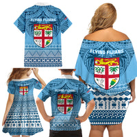 Fiji Rugby Family Matching Off Shoulder Short Dress and Hawaiian Shirt Fijian Go 2023 World Cup LT01 - Polynesian Pride