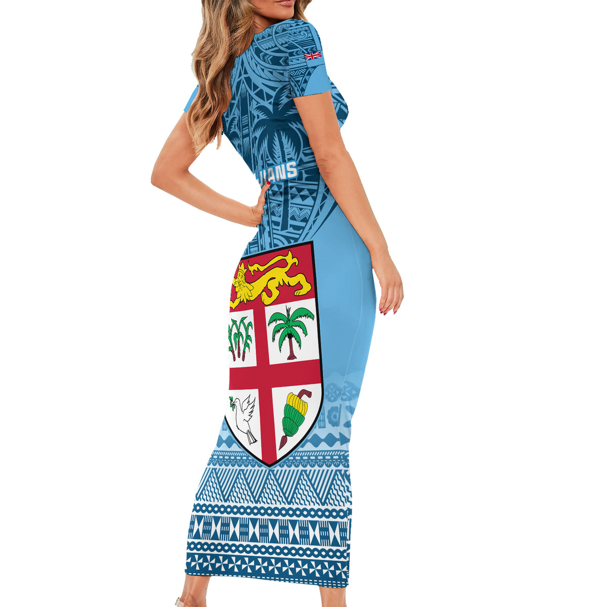 Fiji Rugby Family Matching Short Sleeve Bodycon Dress and Hawaiian Shirt Fijian Go 2023 World Cup LT01 - Polynesian Pride