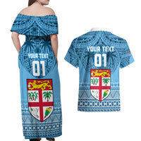 Custom Fiji Rugby Couples Matching Off Shoulder Maxi Dress and Hawaiian Shirt Fijian Go 2023 World Cup LT01 - Polynesian Pride