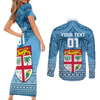 Custom Fiji Rugby Couples Matching Short Sleeve Bodycon Dress and Long Sleeve Button Shirts Fijian Go 2023 World Cup LT01 - Polynesian Pride