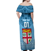 Custom Fiji Rugby Family Matching Off Shoulder Maxi Dress and Hawaiian Shirt Fijian Go 2023 World Cup LT01 - Polynesian Pride