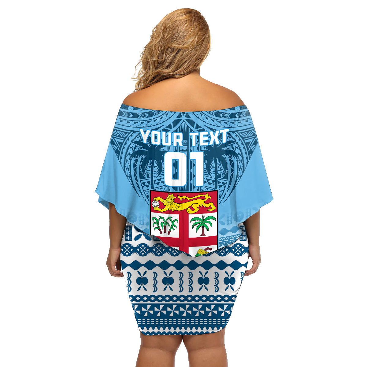 Custom Fiji Rugby Family Matching Off Shoulder Short Dress and Hawaiian Shirt Fijian Go 2023 World Cup LT01 - Polynesian Pride