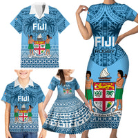 Custom Fiji Rugby Family Matching Short Sleeve Bodycon Dress and Hawaiian Shirt Fijian Go 2023 World Cup LT01 - Polynesian Pride
