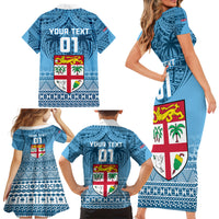 Custom Fiji Rugby Family Matching Short Sleeve Bodycon Dress and Hawaiian Shirt Fijian Go 2023 World Cup LT01 - Polynesian Pride