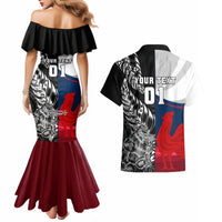 Custom New Zealand And France Rugby Couples Matching Mermaid Dress and Hawaiian Shirt XV de France Kiwi Silver Fern 2023 World Cup LT01 - Polynesian Pride