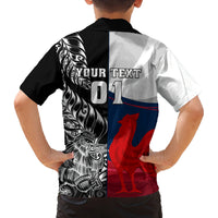 Custom New Zealand And France Rugby Family Matching Long Sleeve Bodycon Dress and Hawaiian Shirt XV de France Kiwi Silver Fern 2023 World Cup LT01 - Polynesian Pride
