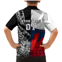Custom New Zealand And France Rugby Family Matching Mermaid Dress and Hawaiian Shirt XV de France Kiwi Silver Fern 2023 World Cup LT01 - Polynesian Pride