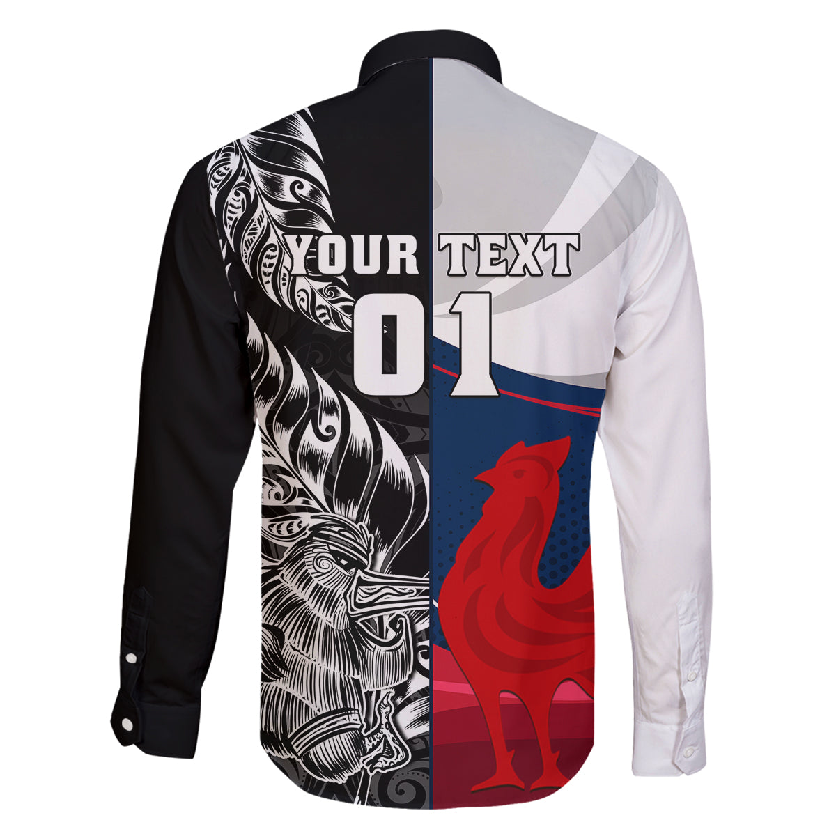 Custom New Zealand And France Rugby Family Matching Off Shoulder Long Sleeve Dress and Hawaiian Shirt XV de France Kiwi Silver Fern 2023 World Cup LT01 - Polynesian Pride