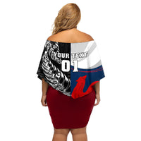 Custom New Zealand And France Rugby Family Matching Off Shoulder Short Dress and Hawaiian Shirt XV de France Kiwi Silver Fern 2023 World Cup LT01 - Polynesian Pride