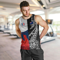 Custom New Zealand And France Rugby Men Tank Top XV de France Kiwi Silver Fern 2023 World Cup LT01 - Polynesian Pride