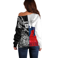 Custom New Zealand And France Rugby Off Shoulder Sweater XV de France Kiwi Silver Fern 2023 World Cup LT01 - Polynesian Pride