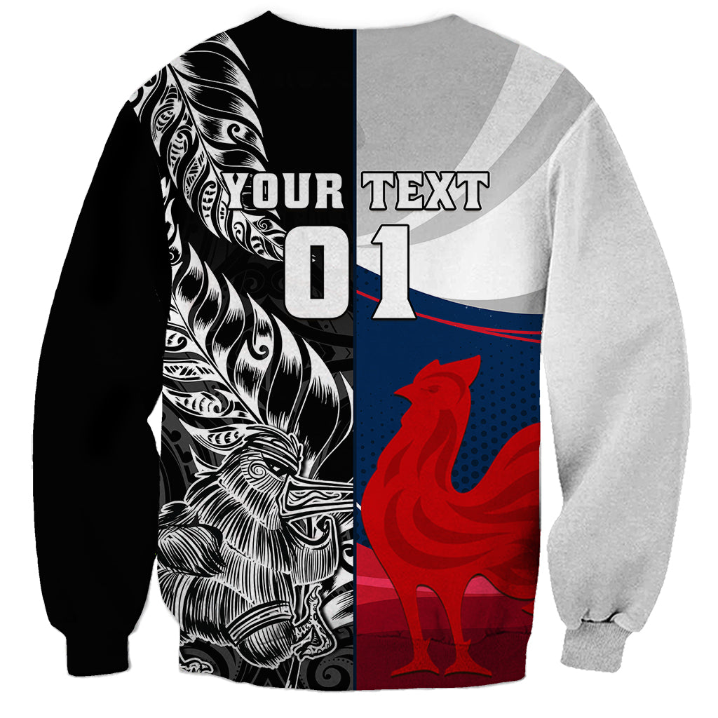 Custom New Zealand And France Rugby Sweatshirt XV de France Kiwi Silver Fern 2023 World Cup LT01 - Polynesian Pride