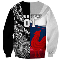 Custom New Zealand And France Rugby Sweatshirt XV de France Kiwi Silver Fern 2023 World Cup LT01 - Polynesian Pride