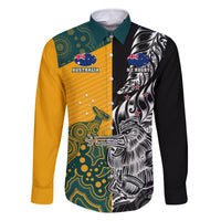 Custom New Zealand And Australia Rugby Family Matching Long Sleeve Bodycon Dress and Hawaiian Shirt Wallabies Kiwi Silver Fern 2023 World Cup LT01 Dad's Shirt - Long Sleeve Black - Polynesian Pride