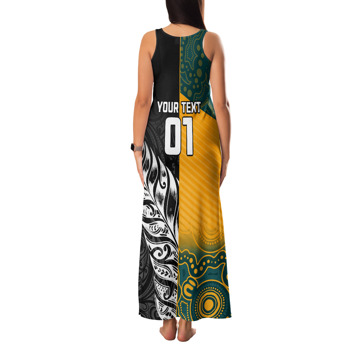 Custom New Zealand And Australia Rugby Family Matching Tank Maxi Dress and Hawaiian Shirt Wallabies Kiwi Silver Fern 2023 World Cup LT01 - Polynesian Pride