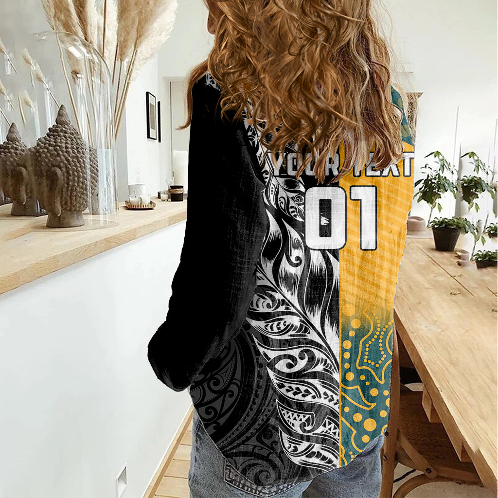 Custom New Zealand And Australia Rugby Women Casual Shirt Wallabies Kiwi Silver Fern 2023 World Cup LT01 - Polynesian Pride