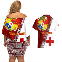 tonga-rugby-couples-matching-off-shoulder-short-dress-and-hawaiian-shirt-tongan-go-2023-world-cup