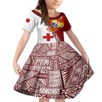 Tonga Rugby Family Matching Mermaid Dress and Hawaiian Shirt Tongan Go 2023 World Cup LT01 Daughter's Dress Red - Polynesian Pride