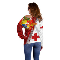Custom Tonga Rugby Off Shoulder Sweater Tongan Go 2023 World Cup LT01 - Polynesian Pride