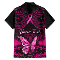 Personalised Pink Out Family Matching Long Sleeve Bodycon Dress and Hawaiian Shirt Breast Cancer Awareness Polynesian Pattern Black Version LT01 - Polynesian Pride