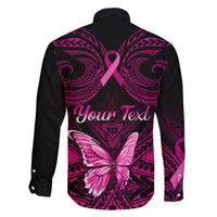 Personalised Pink Out Family Matching Short Sleeve Bodycon Dress and Hawaiian Shirt Breast Cancer Awareness Polynesian Pattern Black Version LT01 - Polynesian Pride