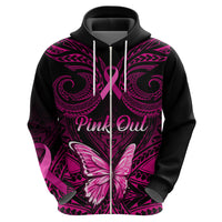 Personalised Pink Out Hoodie Breast Cancer Awareness Polynesian Pattern Black Version LT01 - Polynesian Pride