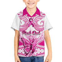 personalised-pink-out-family-matching-off-shoulder-short-dress-and-hawaiian-shirt-breast-cancer-awareness-polynesian-pattern-white-version
