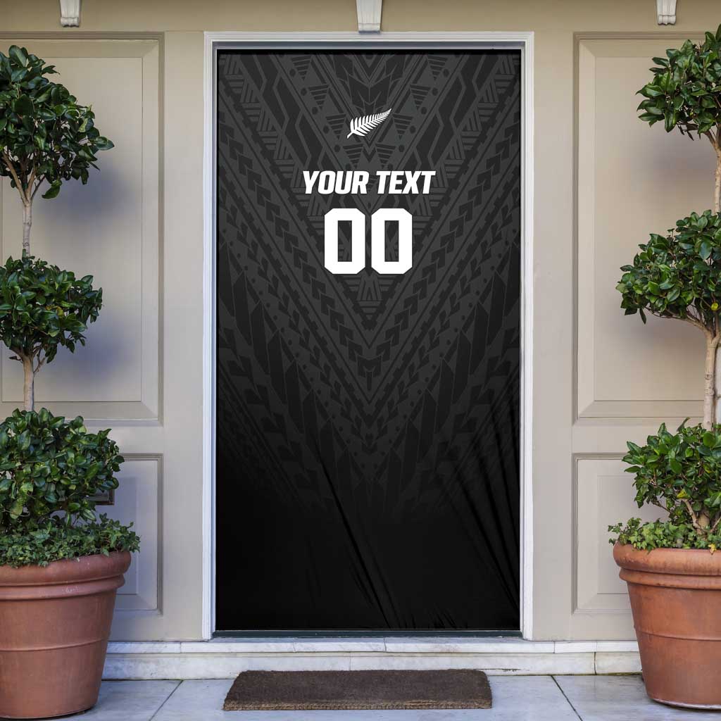 Custom Football New Zealand Door Cover Aotearoa United Black Version - Polynesian Pride