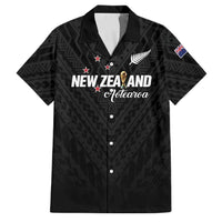 Custom Football New Zealand Family Matching Summer Maxi Dress and Hawaiian Shirt Aotearoa United Black Version LT01 Dad's Shirt - Short Sleeve Black - Polynesian Pride