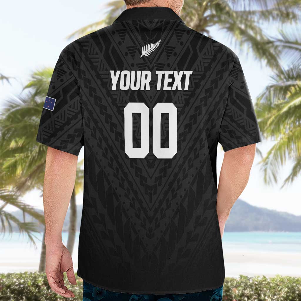 Custom Football New Zealand Hawaiian Shirt Aotearoa United Black Version - Polynesian Pride