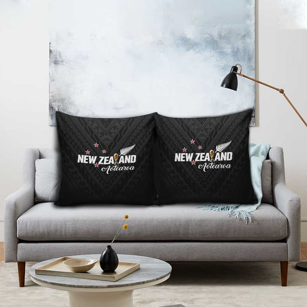 Football New Zealand Pillow Cover Aotearoa United Black Version - Polynesian Pride