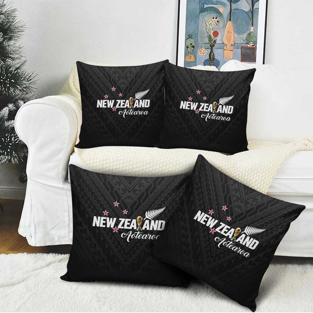Football New Zealand Pillow Cover Aotearoa United Black Version - Polynesian Pride