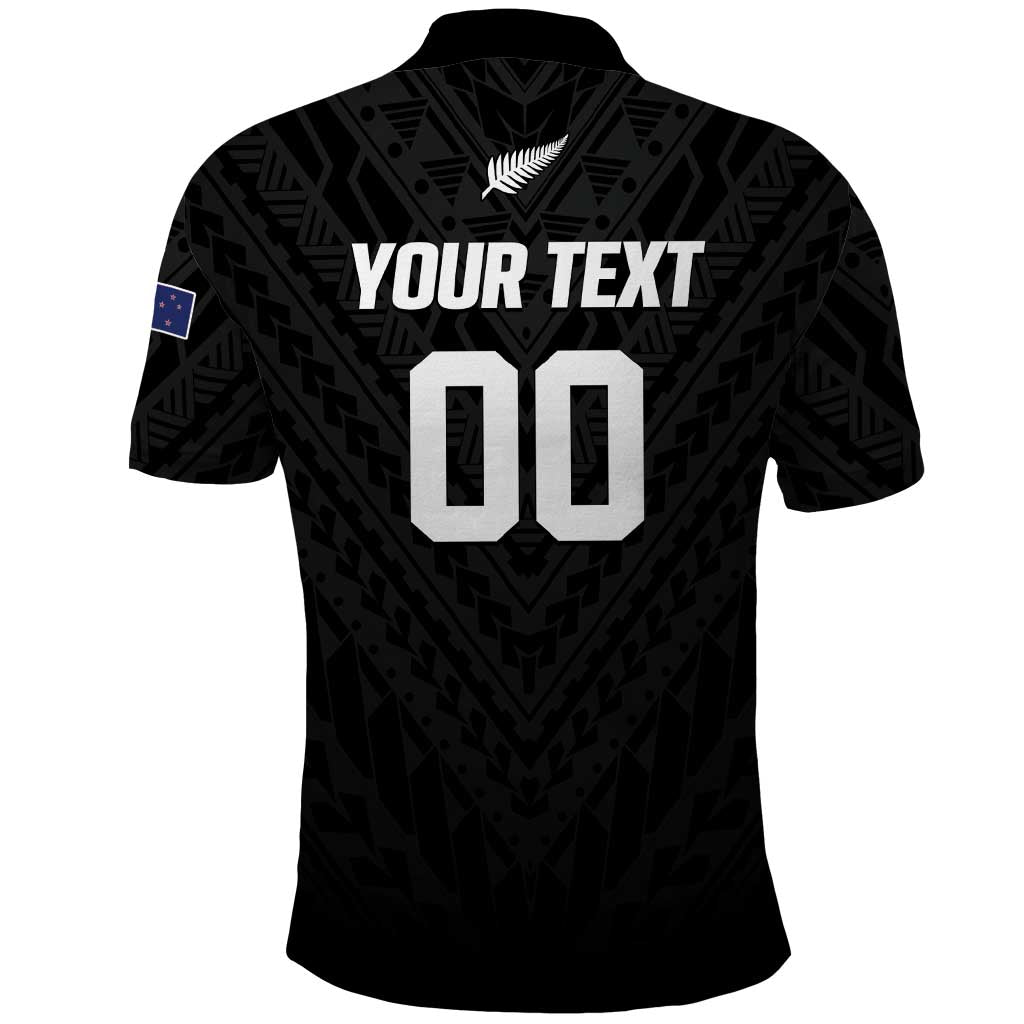 Custom Football New Zealand Polo Shirt Aotearoa United Black Version - Polynesian Pride