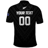 Custom Football New Zealand Polo Shirt Aotearoa United Black Version - Polynesian Pride