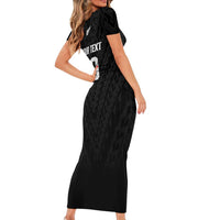 Custom Football New Zealand Short Sleeve Bodycon Dress Aotearoa United Black Version - Polynesian Pride