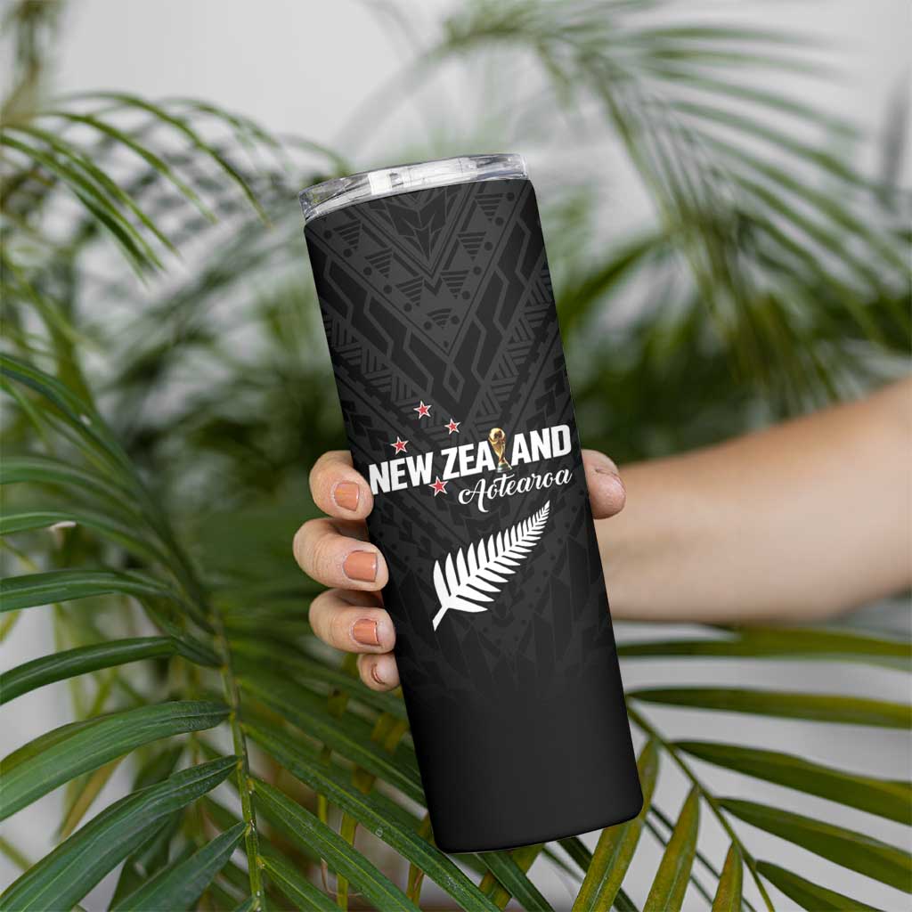 Custom Football New Zealand Skinny Tumbler Aotearoa United Black Version LT01 - Polynesian Pride