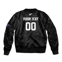 Custom Football New Zealand Sleeve Zip Bomber Jacket Aotearoa United Black Version - Polynesian Pride