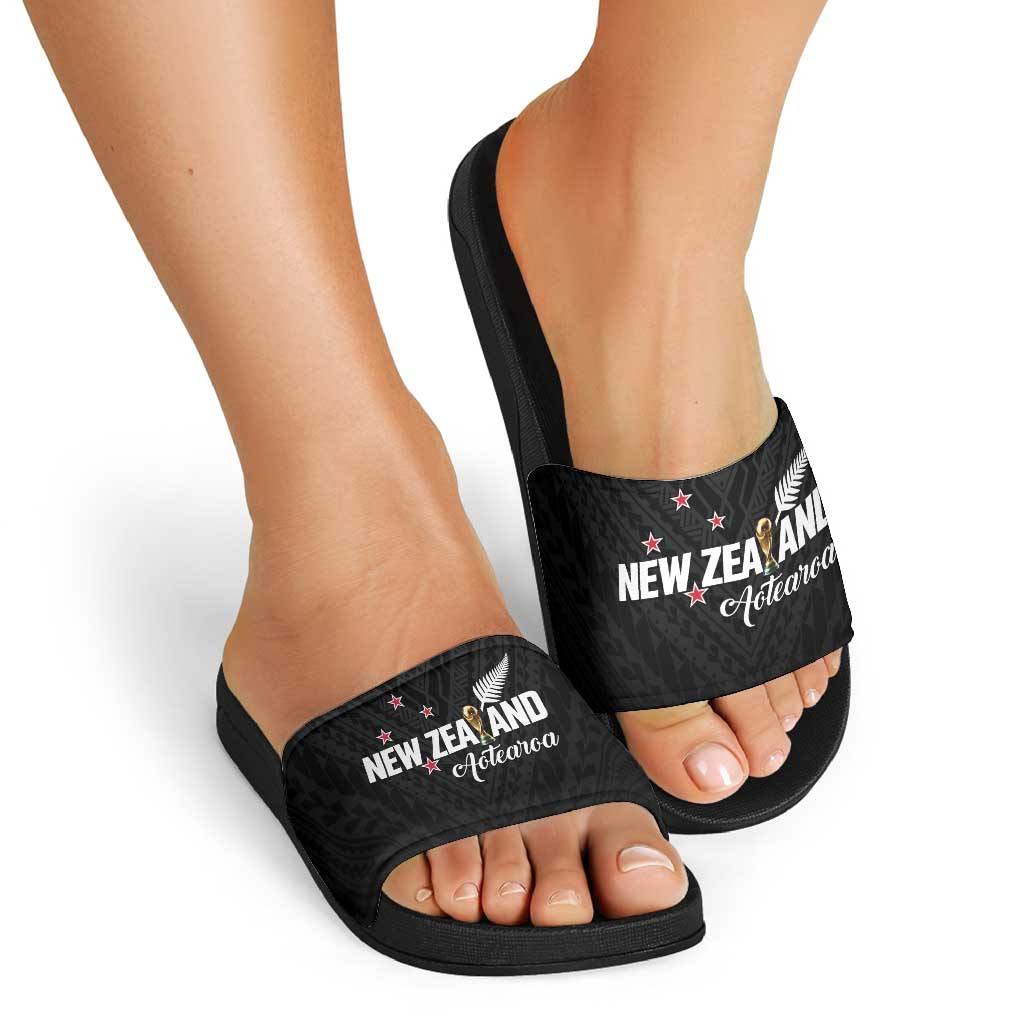 Football New Zealand Slide Sandals Aotearoa United Black Version - Polynesian Pride