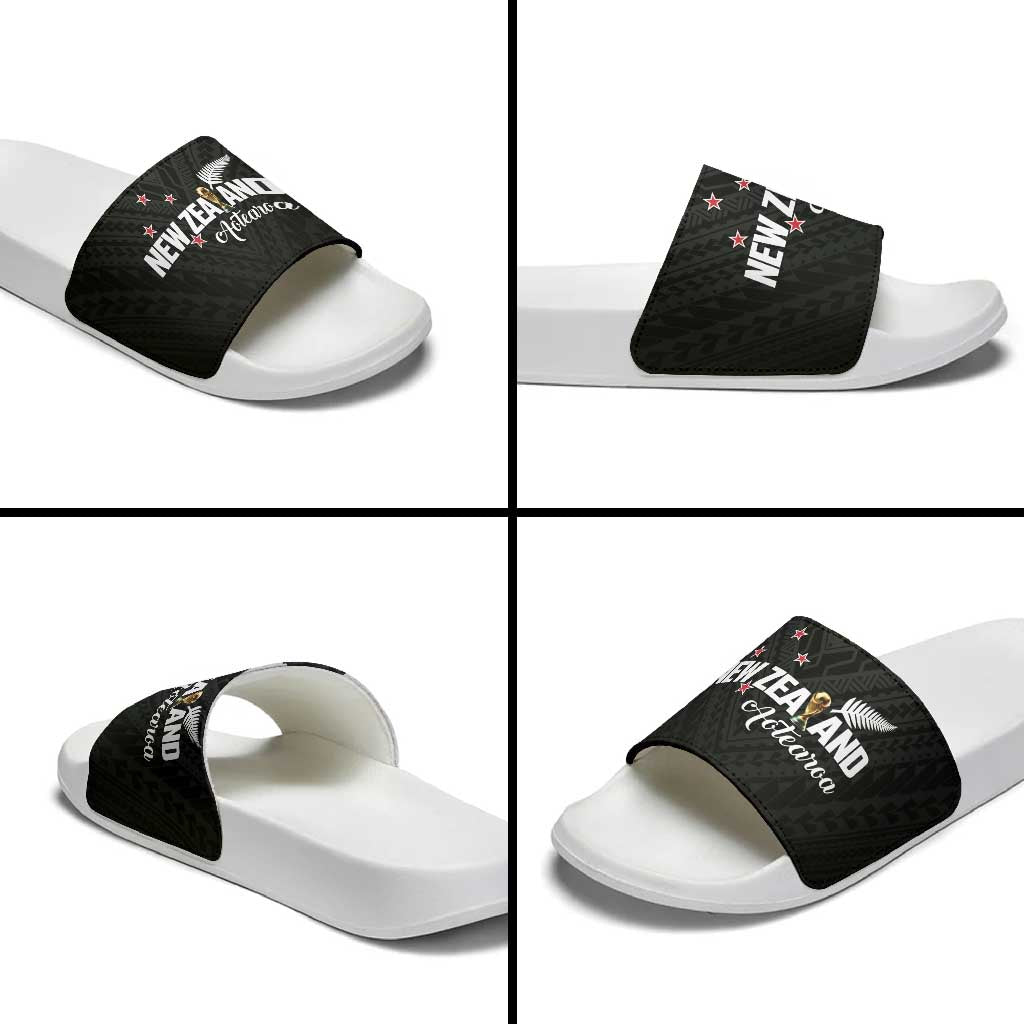 Football New Zealand Slide Sandals Aotearoa United Black Version - Polynesian Pride