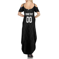 Custom Football New Zealand Summer Maxi Dress Aotearoa United Black Version - Polynesian Pride