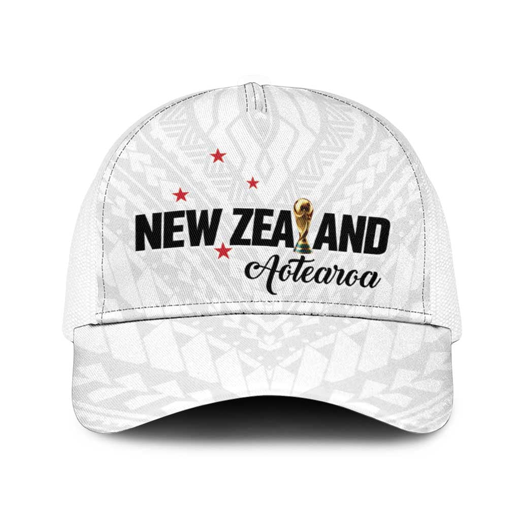 Football New Zealand Baseball Net Cap Aotearoa United White Version - Polynesian Pride
