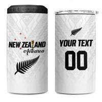 Custom Football New Zealand 4 in 1 Can Cooler Tumbler Aotearoa United White Version LT01 One Size: 16 oz White - Polynesian Pride