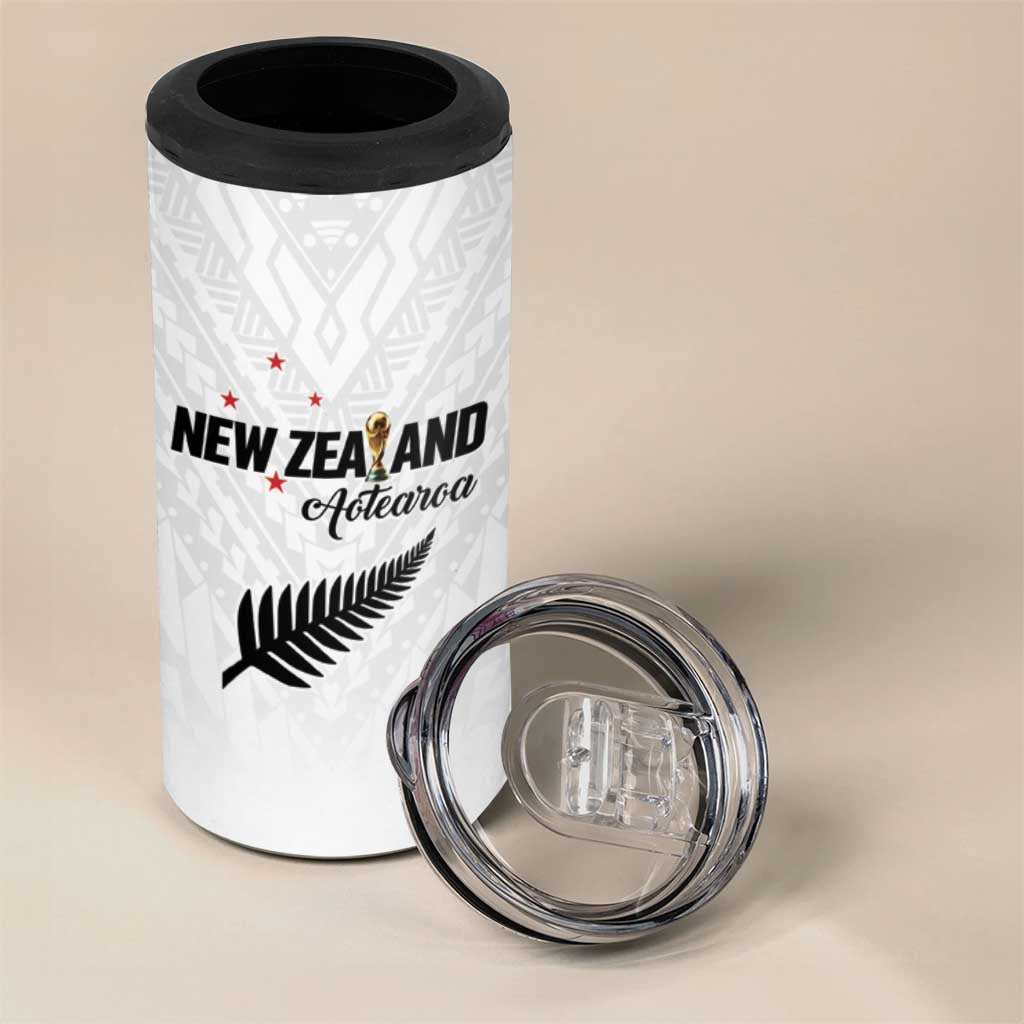 Custom Football New Zealand 4 in 1 Can Cooler Tumbler Aotearoa United White Version LT01 - Polynesian Pride