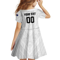 Custom Football New Zealand Family Matching Off Shoulder Short Dress and Hawaiian Shirt Aotearoa United White Version LT01 - Polynesian Pride