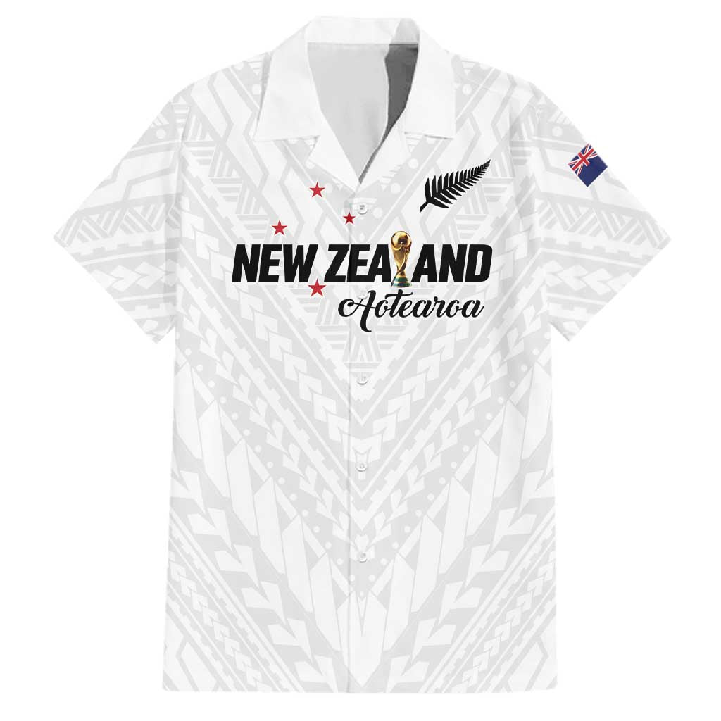 Custom Football New Zealand Family Matching Summer Maxi Dress and Hawaiian Shirt Aotearoa United White Version LT01 Dad's Shirt - Short Sleeve White - Polynesian Pride